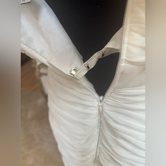 CACHE STRAPLESS GOLD BEADED RHINESTONE RESORT FORMAL WEDDING MINI DRESS SZ 12 - Picture 12 of 15